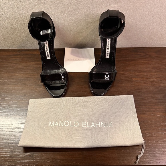 Manolo Blahnik "Chaos" Leather Ankle-Strap High-Heel Sandals - Picture 2 of 6